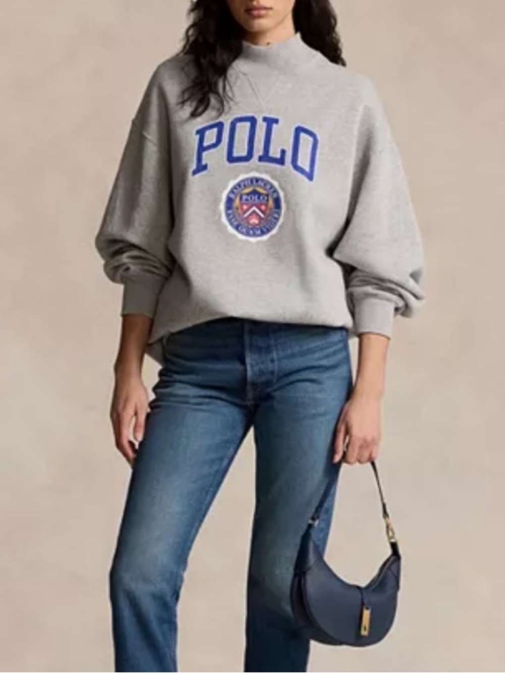 POLO RALPH LAUREN Logo Crest Lightweight Fleece Mockneck